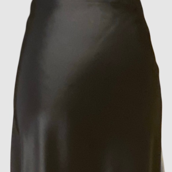 Rachel Zoe Black Satin Sheen Pull On Slip Casual Office Midi Skirt- Size- 4 - Picture 2 of 14